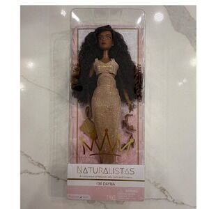 Naturalistas Dayna Fashion Doll Gold Glitter Dress 11.5 inch New Purpose Toys